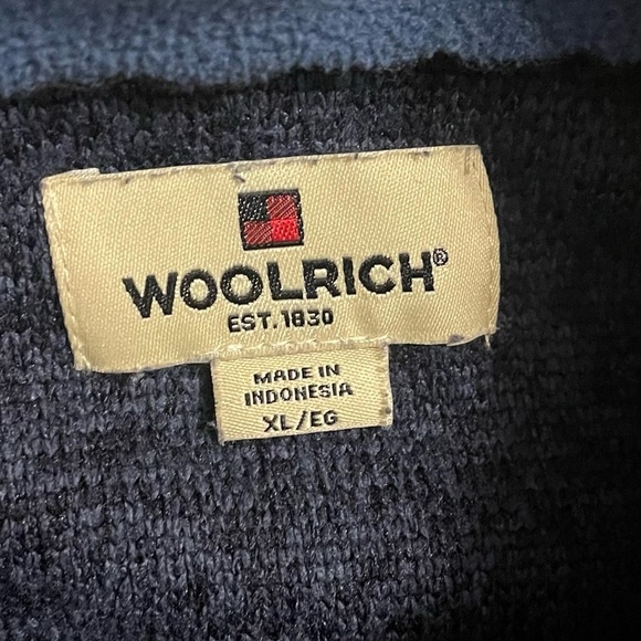 Woolrich Mens XL Fleece Pullover Half Quarter Zip Sweater Jacket Blue Sweatshirt - Picture 3 of 7